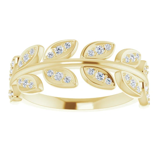 14K Yellow 1/4 CTW Natural Diamond Leaf Ring