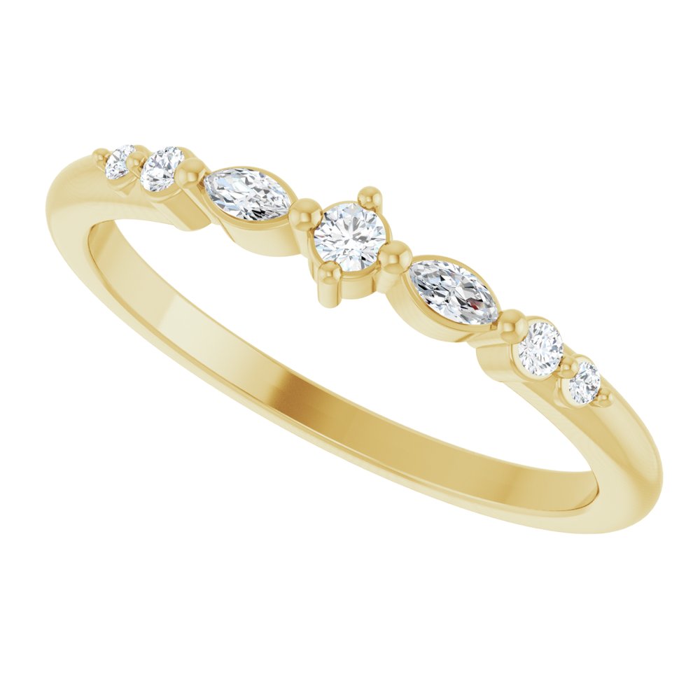 14K Yellow Gold 1/8 CTW Natural Diamond Stackable Ring | Round Cut