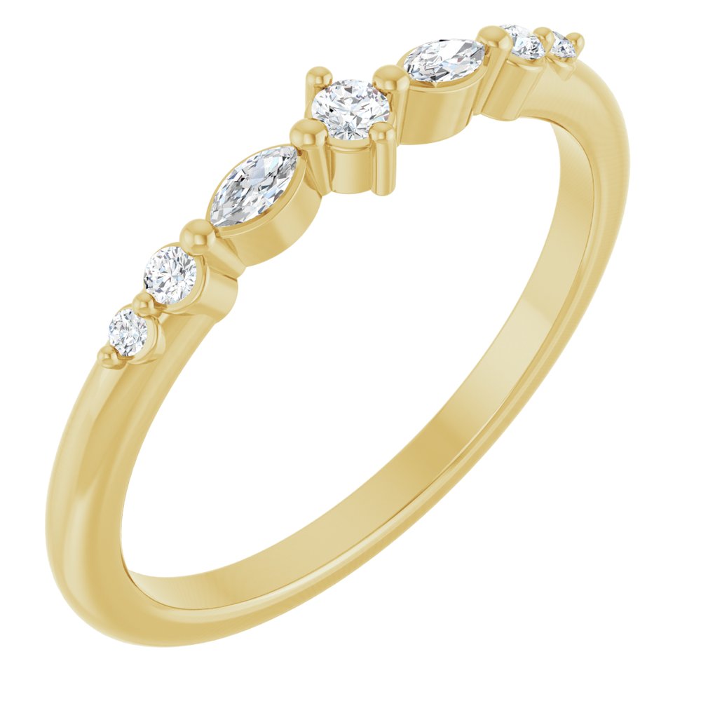 14K Yellow Gold 1/8 CTW Natural Diamond Stackable Ring | Round Cut