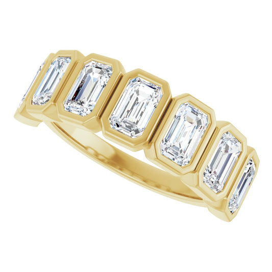 10K Yellow Gold 2 1/3 CTW Lab-Grown Diamond Anniversary Band | Emerald Cut, VS Clarity