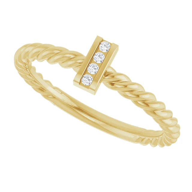 14K Yellow .03 CTW Natural Diamond Rope Ring