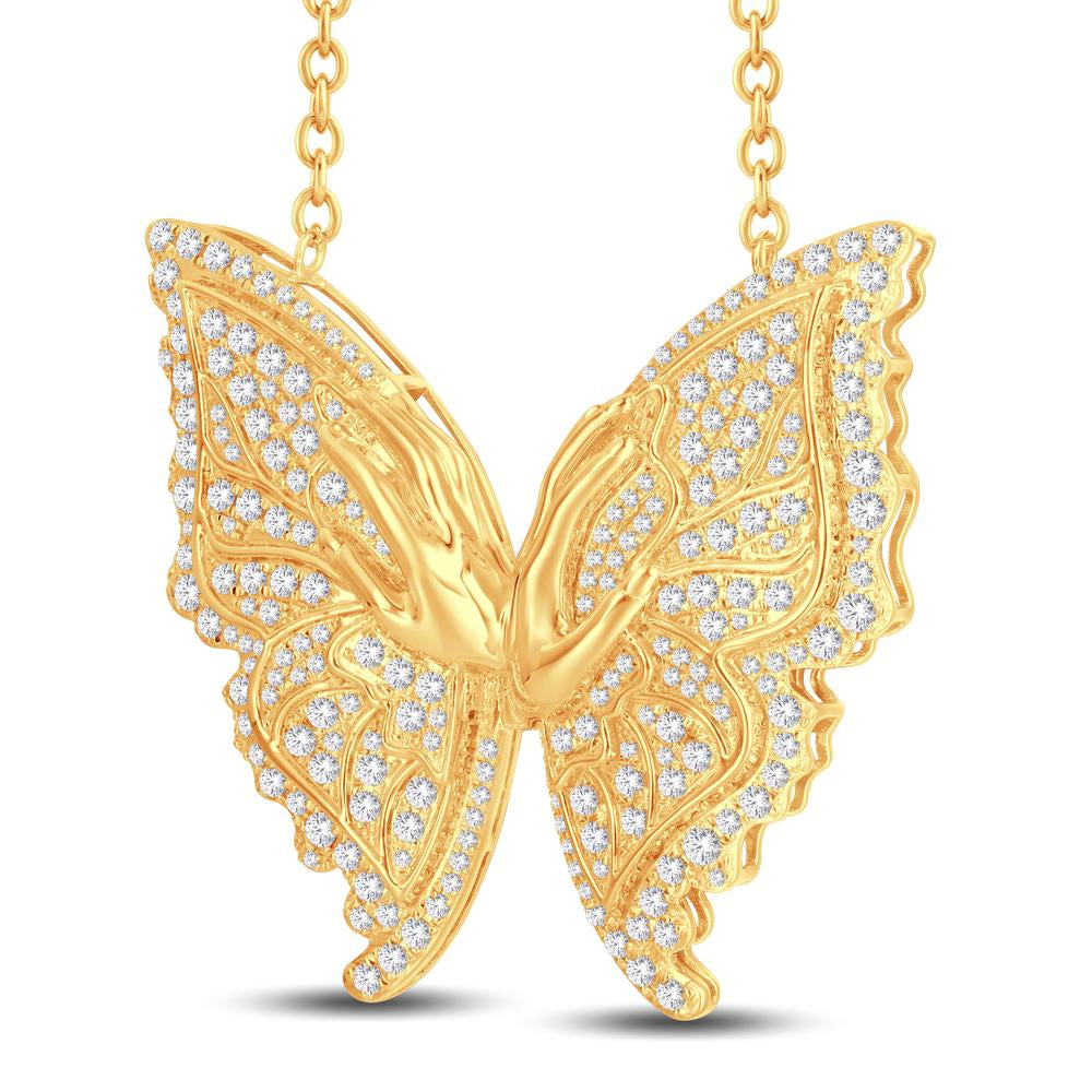 Golden Flutter: Embrace Grace with our 10KT All Yellow Gold 1.87 Carat Butterfly Necklace (18 Inch) – A Radiant Symbol of Beauty and Elegance!