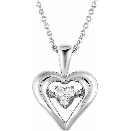 Eternal Love: Sterling Silver Mystara ® 1/10 CTW Natural Diamond Heart Necklace