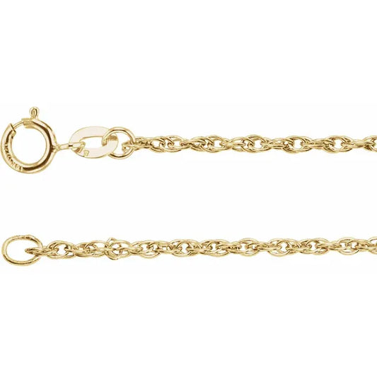 Timeless Sophistication: 14K Yellow 1.5 mm Rope 18" Chain