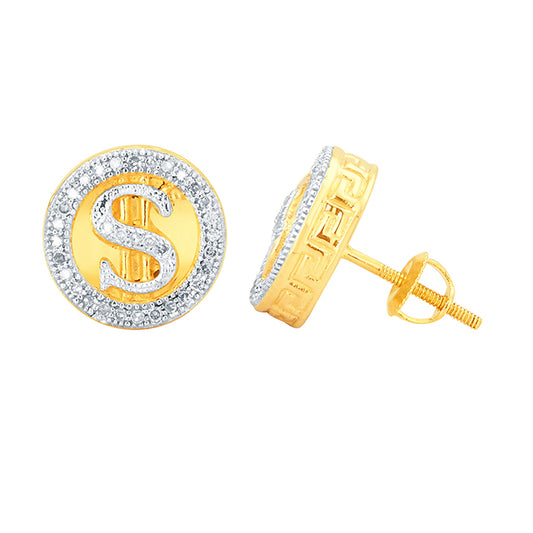 Dazzling Luxury: 10K 0.20CT D-Earring - Dollar Sign