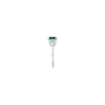 14K White Gold Natural Emerald & 1/6 CTW Diamond Ring