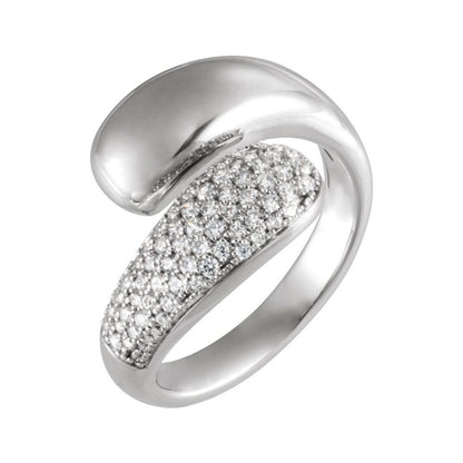 14K White Gold 1/2 CTW Lab-Grown Diamond Bypass Ring – Elegant & Sustainable Fine Jewelry