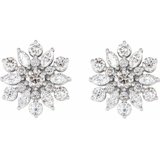 Vintage-Inspired 14K White Gold 1 CTW Natural Diamond Stud Earrings