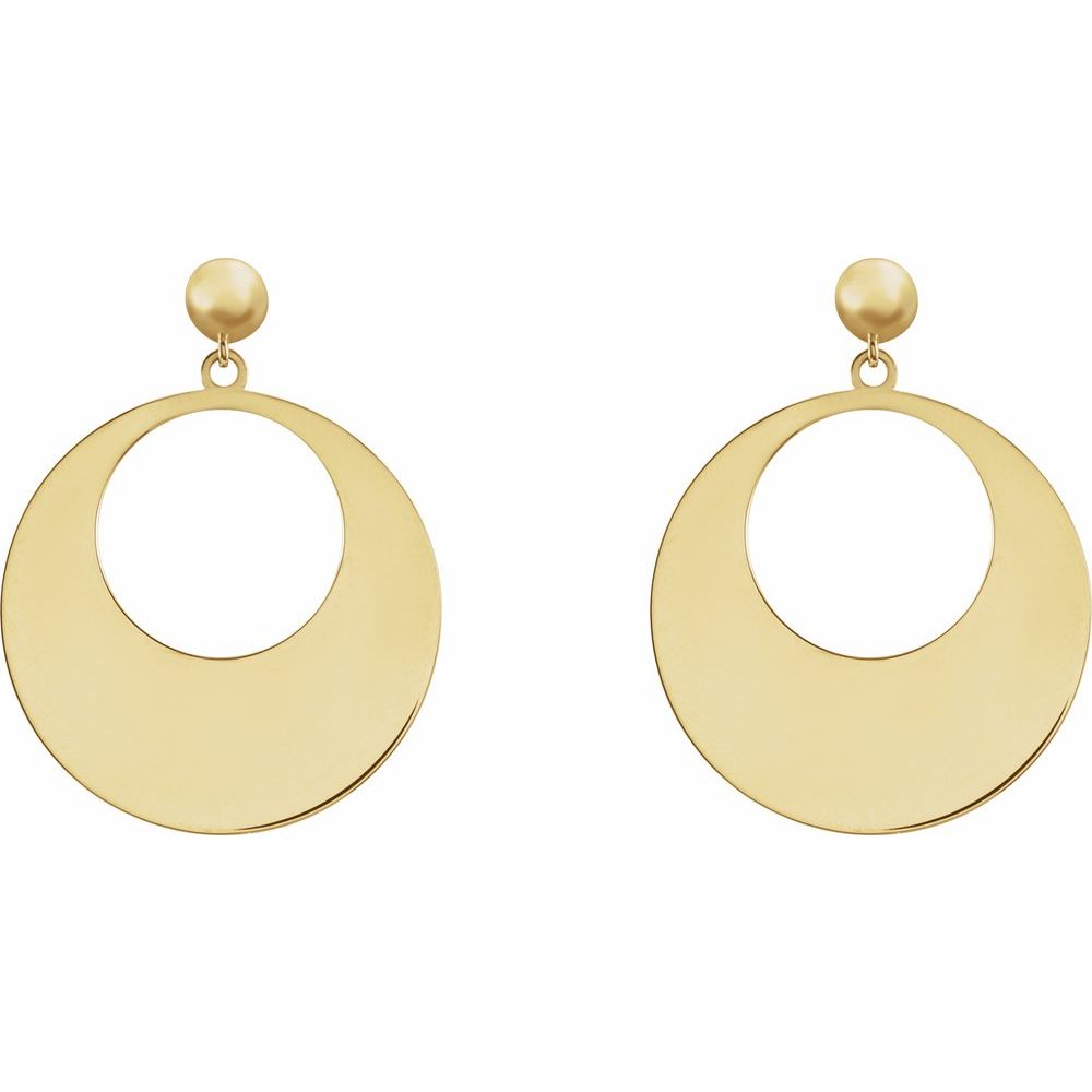 14K Yellow Circle Dangle Earrings