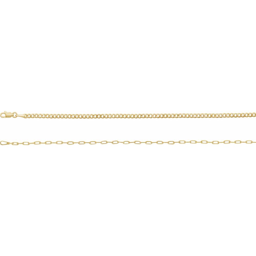 14K yellow curb and paperclip chain