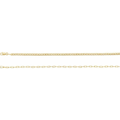 14K yellow curb and paperclip chain