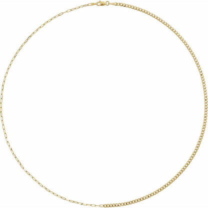 14K yellow curb and paperclip chain