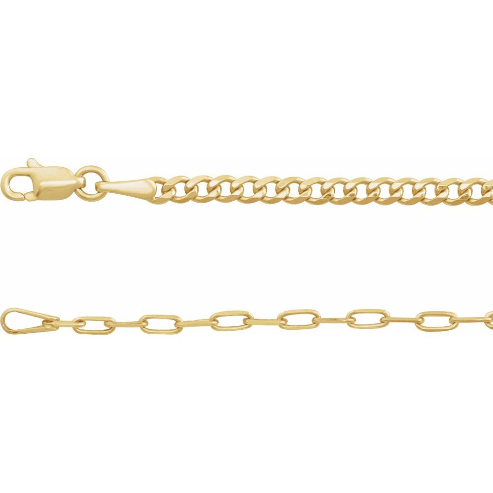 14K yellow curb and paperclip chain