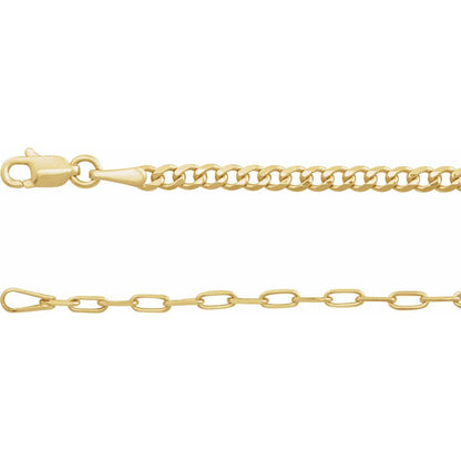 14K yellow curb and paperclip chain