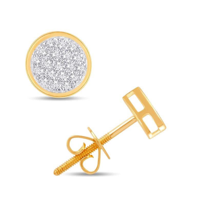 10K Yellow Gold Round Diamond Earrings - 0.10 Carat Elegance