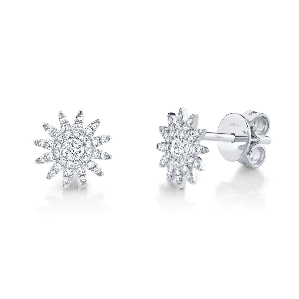 0.24CT Diamond Starburst Stud Earring: Sparkling Celestial Beauty