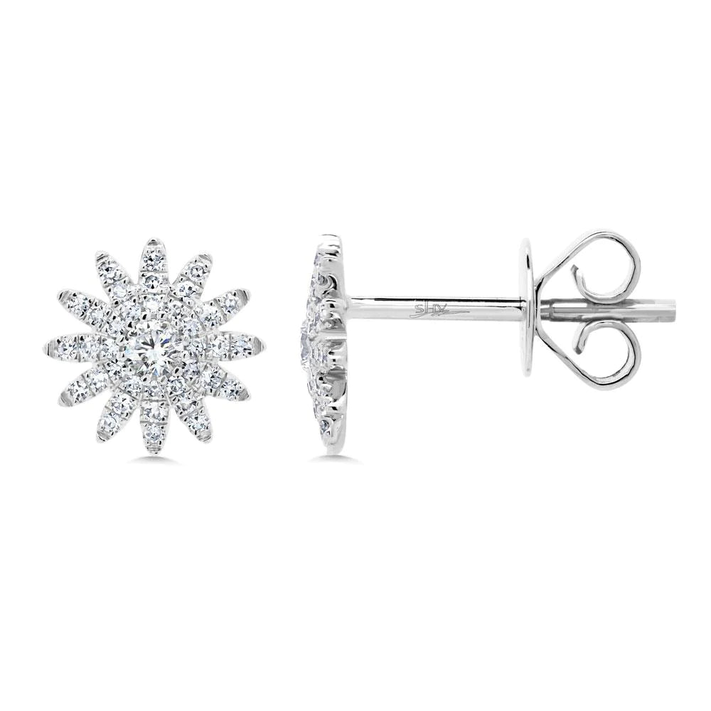 0.24CT Diamond Starburst Stud Earring: Sparkling Celestial Beauty