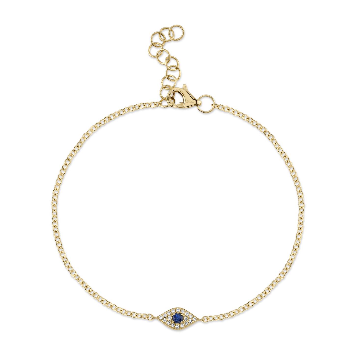 Elegant 0.04CT Diamond & 0.06CT Blue Sapphire Eye Bracelet