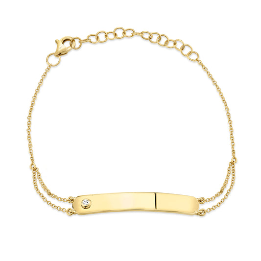 0.02CT Diamond Bar ID Bracelet: Timeless Elegance and Personalized Charm