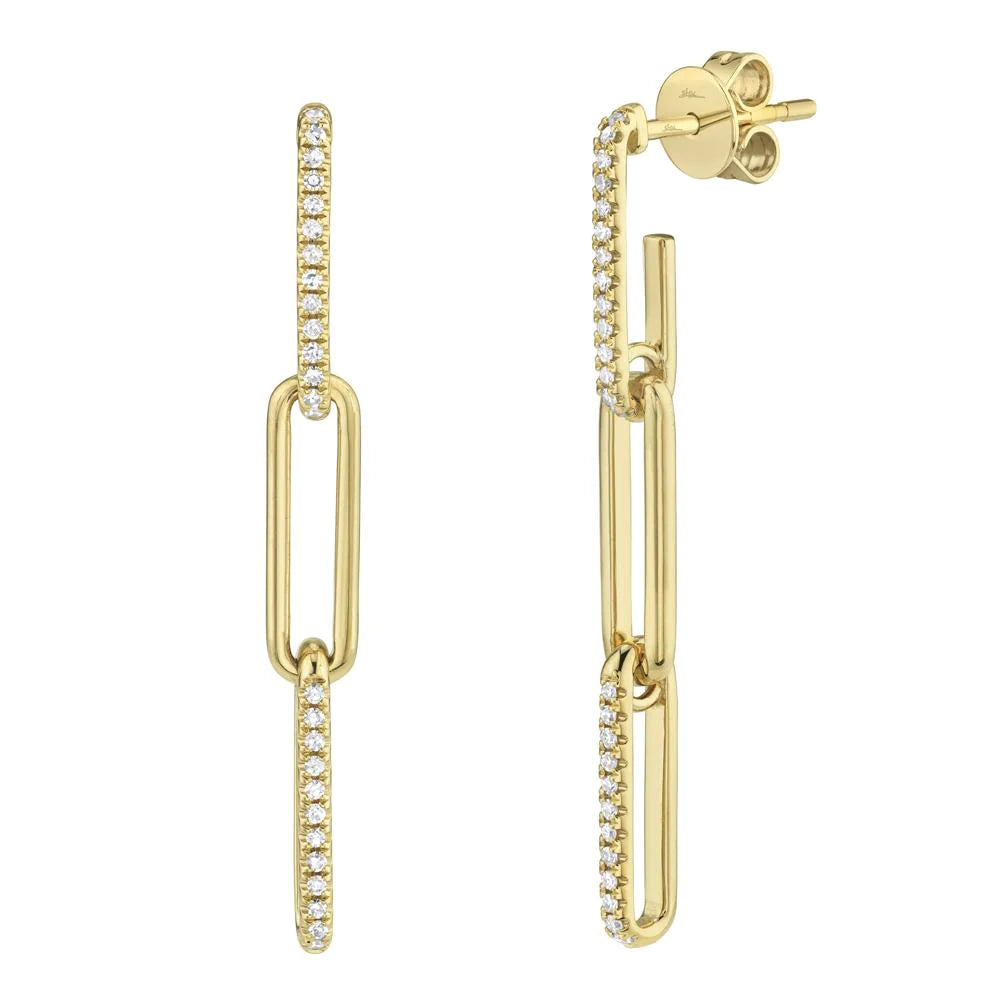 0.17CT Diamond Paper Clip Link Earrings - Elegant and Unique Jewelry