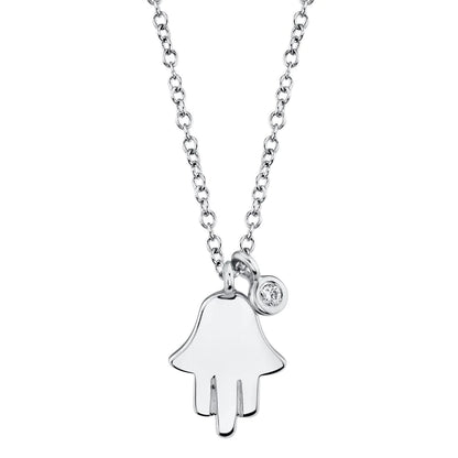 0.02CT Diamond Hamsa Necklace: Symbolic Elegance and Brilliance