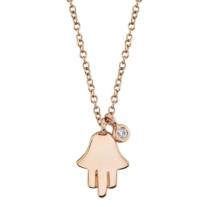 0.02CT Diamond Hamsa Necklace: Symbolic Elegance and Brilliance