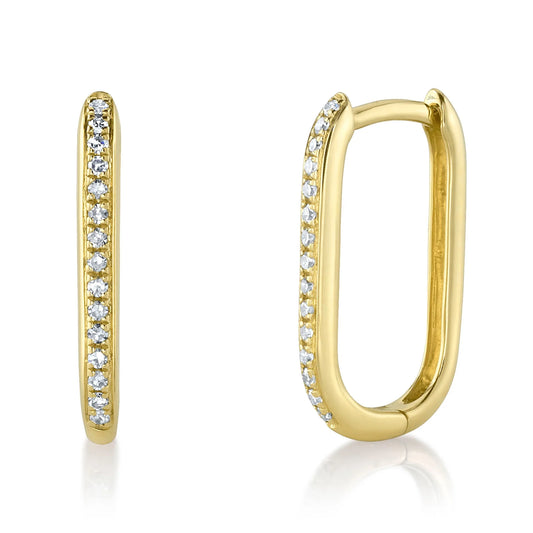 Elegant 0.08CT Diamond Oval Hoop Earring: Timeless Sparkle