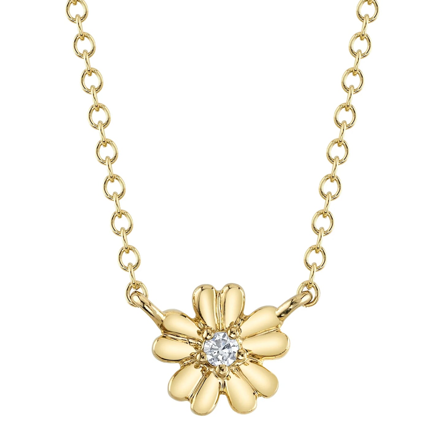 Elegant 0.03CT Diamond Flower Necklace for Timeless Beauty