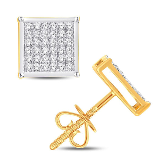 10 Karat Yellow Gold 0.05 Carat Diamond Square Earrings