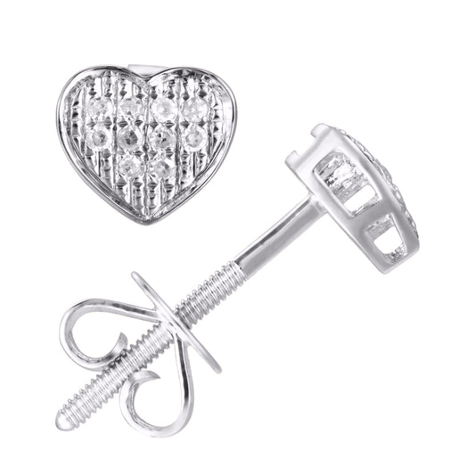 10KT White Gold 0.05 Carat Heart Earrings