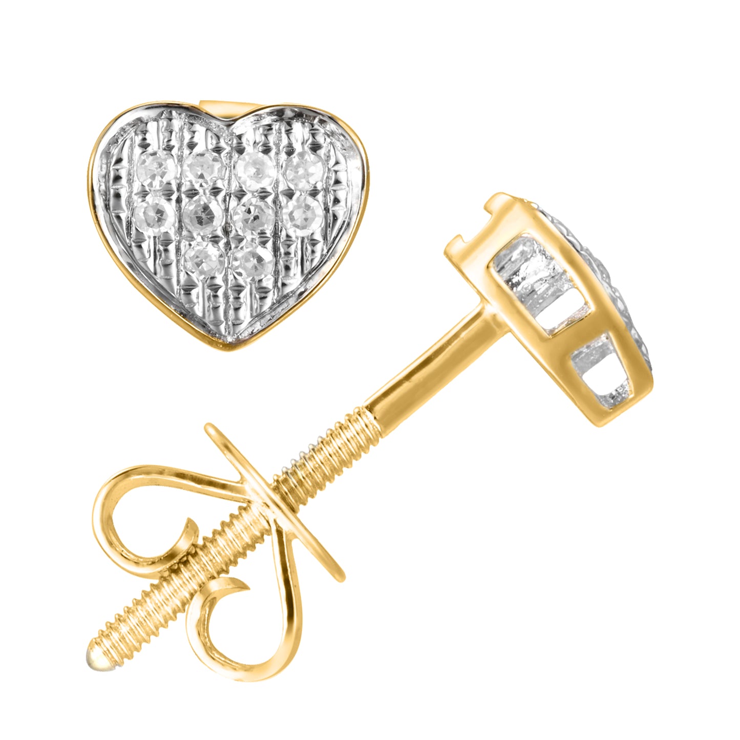 10KT Yellow Gold 0.05 Carat Heart Earrings