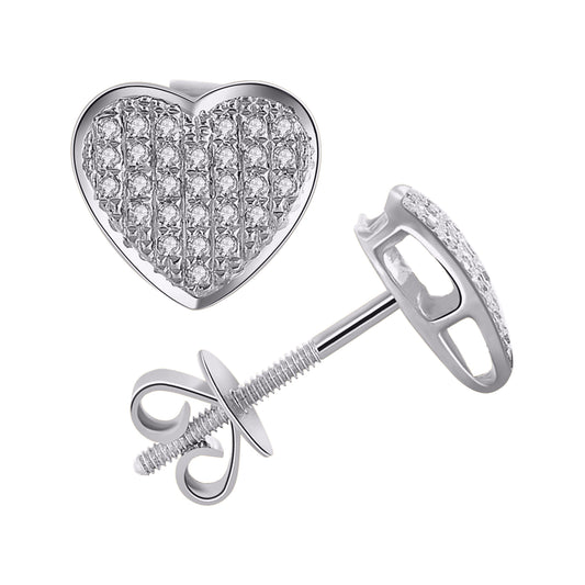 10KT White Gold 0.15 Carat Heart Earrings