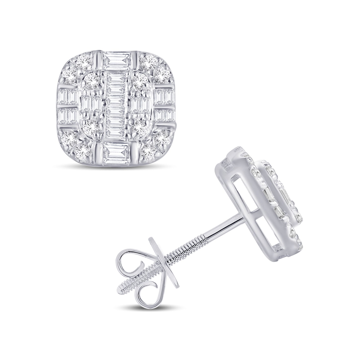 10 Karat White Gold 0.73 Carat Diamond Cushion Earrings-0125721-WG