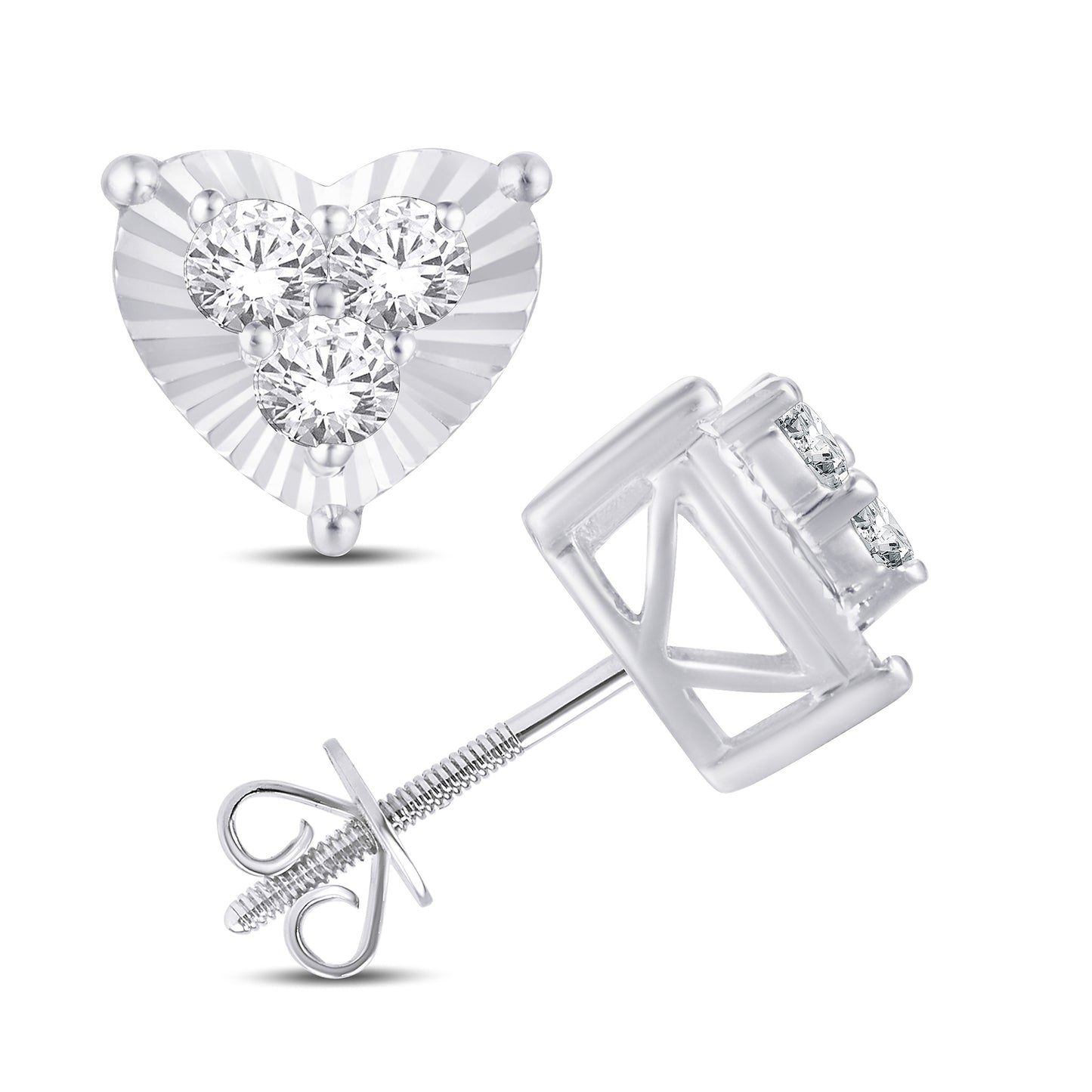 10 Karat White Gold 0.25 Carat Diamond Heart Earrings-0125734-WG