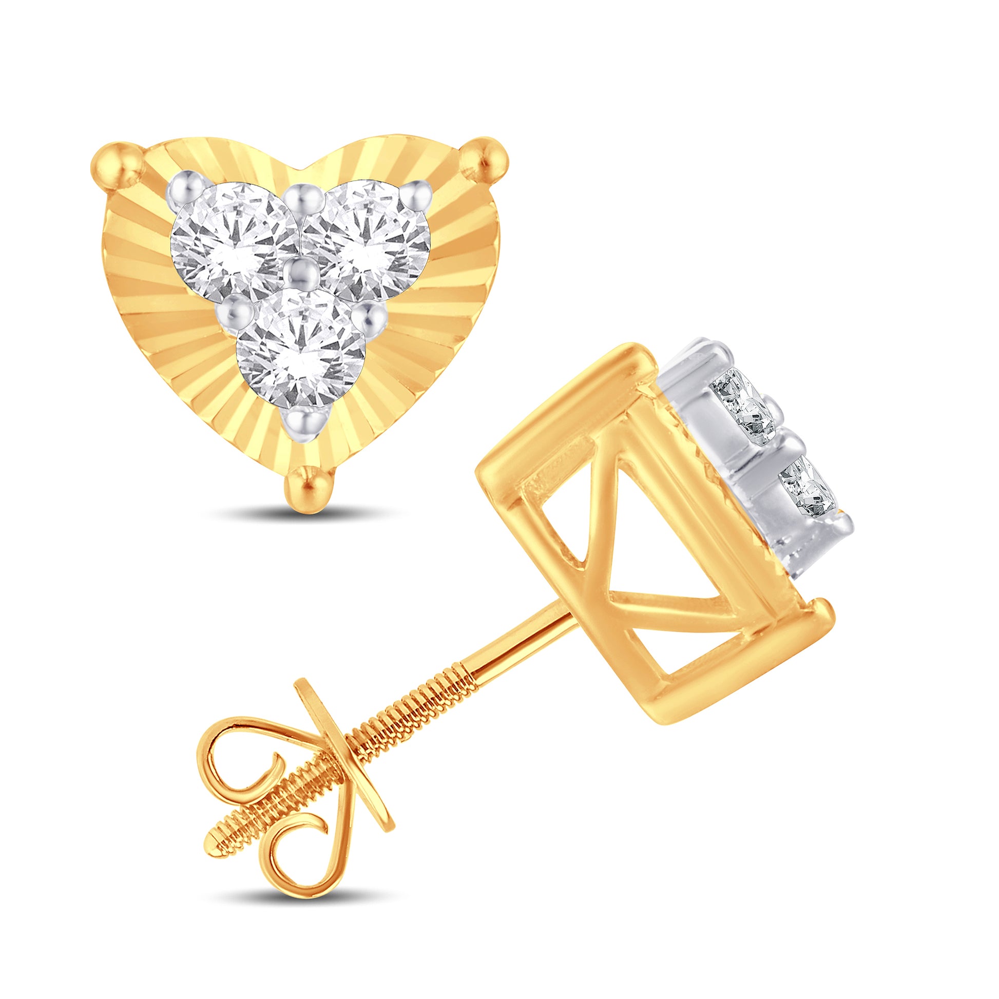 10 Karat Yellow Gold 0.25 Carat Diamond Heart Earrings-0125734-YG