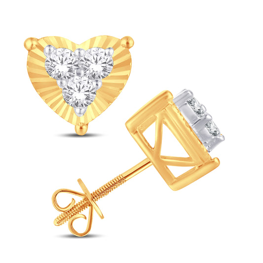 10 Karat Yellow Gold 0.25 Carat Diamond Heart Earrings-0125734-YG