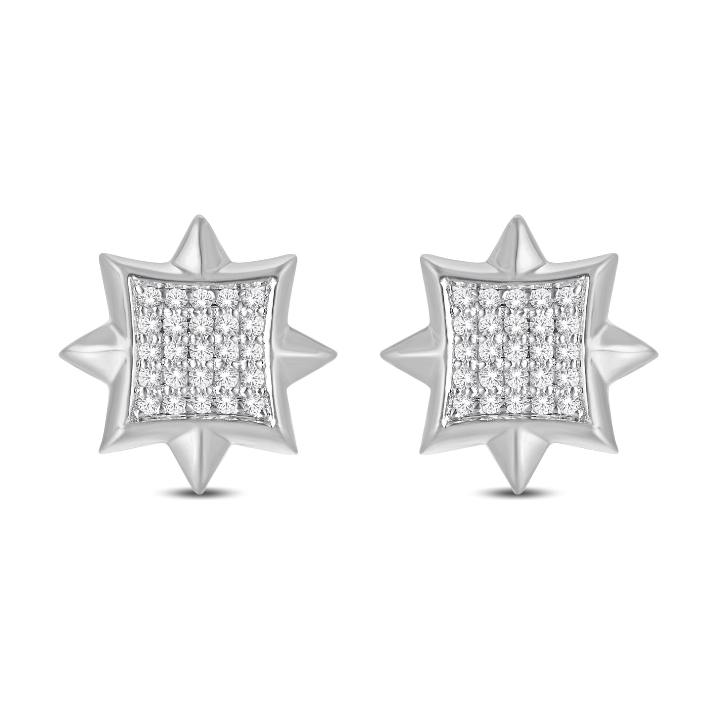 10 Karat White Gold 0.14 Carat Diamond Star Earrings-0125746-WG