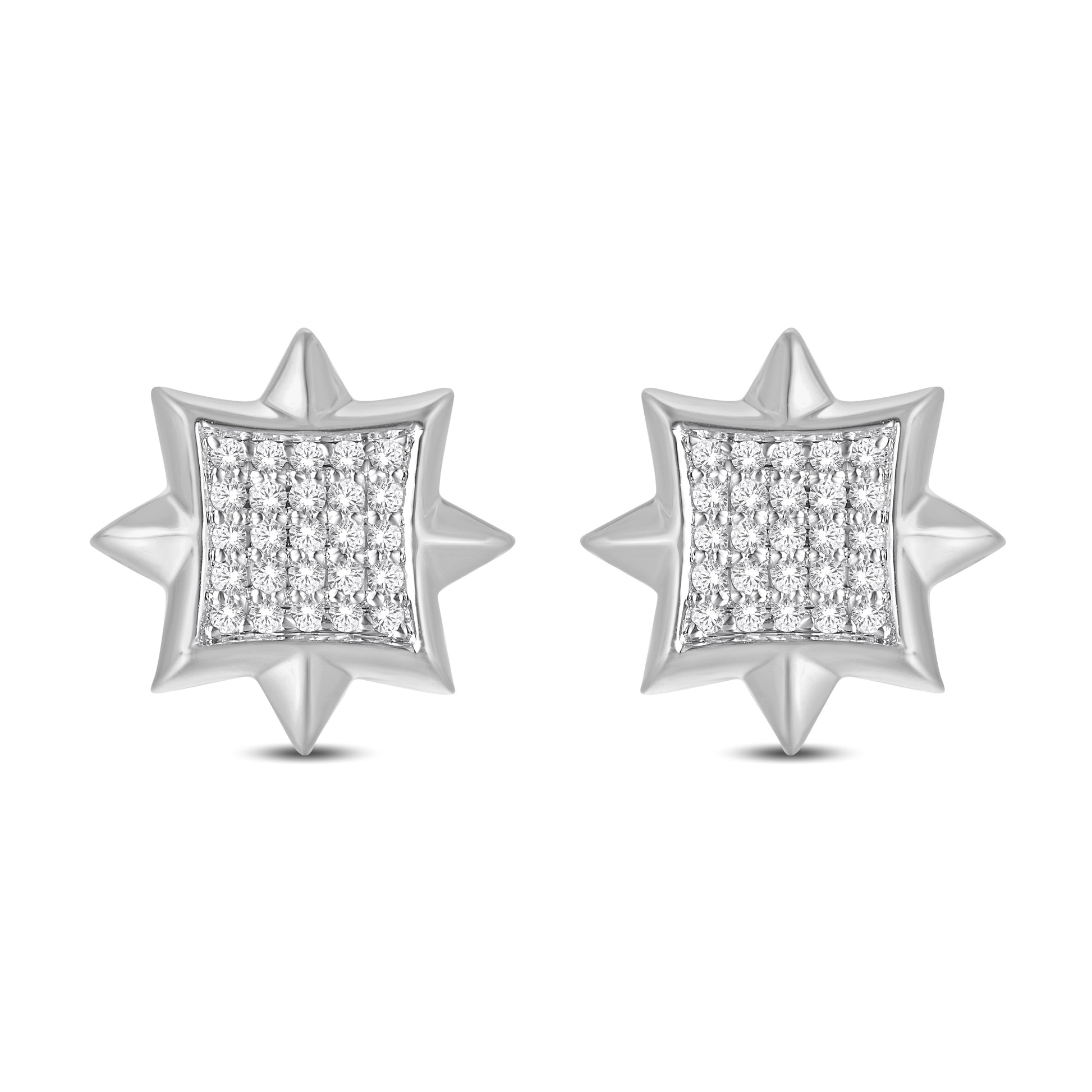 10 Karat White Gold 0.14 Carat Diamond Star Earrings-0125746-WG