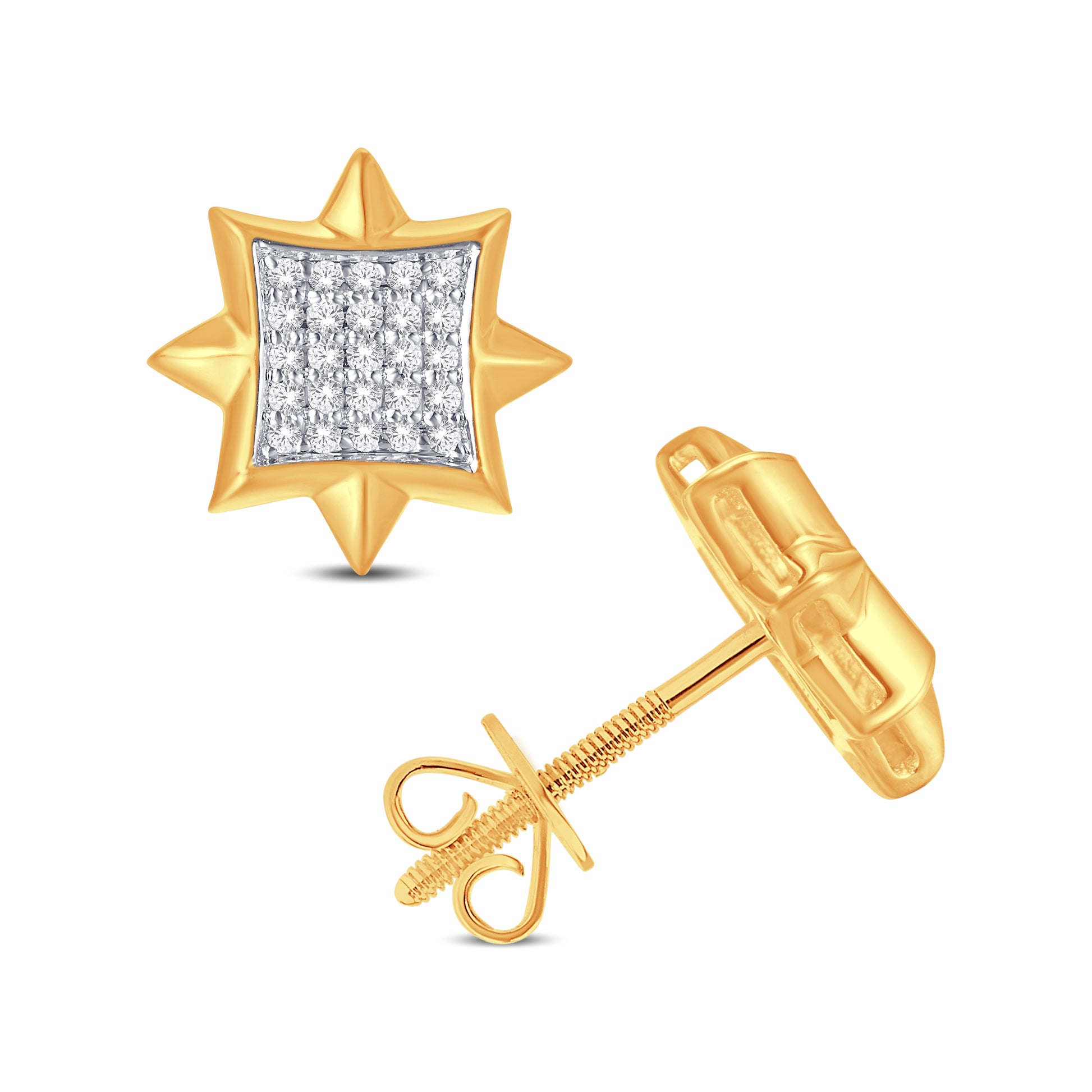 10 Karat Yellow Gold 0.14 Carat Diamond Star Earrings-0125746-YG