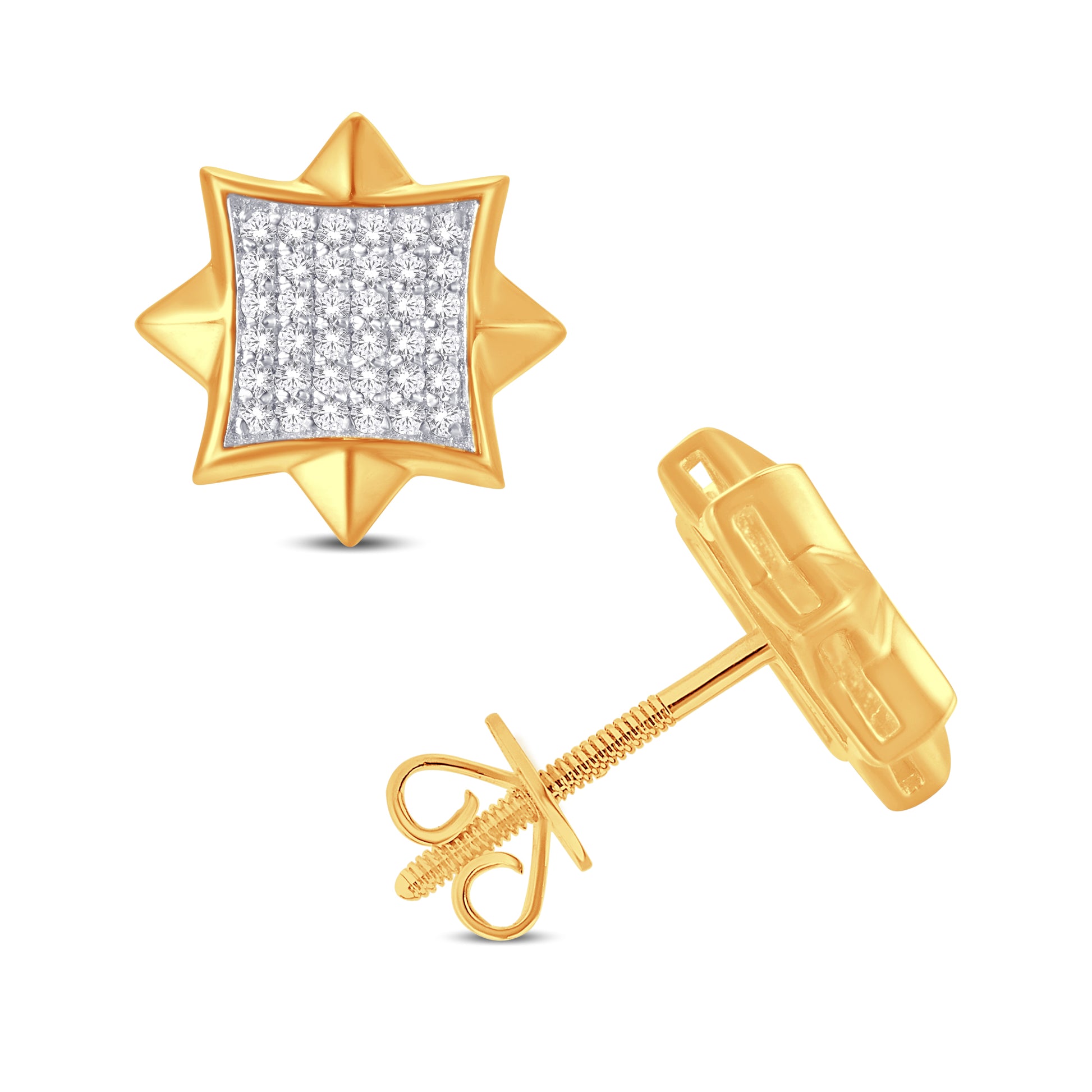 10 Karat Yellow Gold 0.25 Carat Diamond Star Earrings-0125747-YG