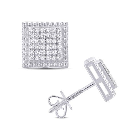10 Karat White Gold 0.25 Carat Diamond Square Earrings-0125763-WG