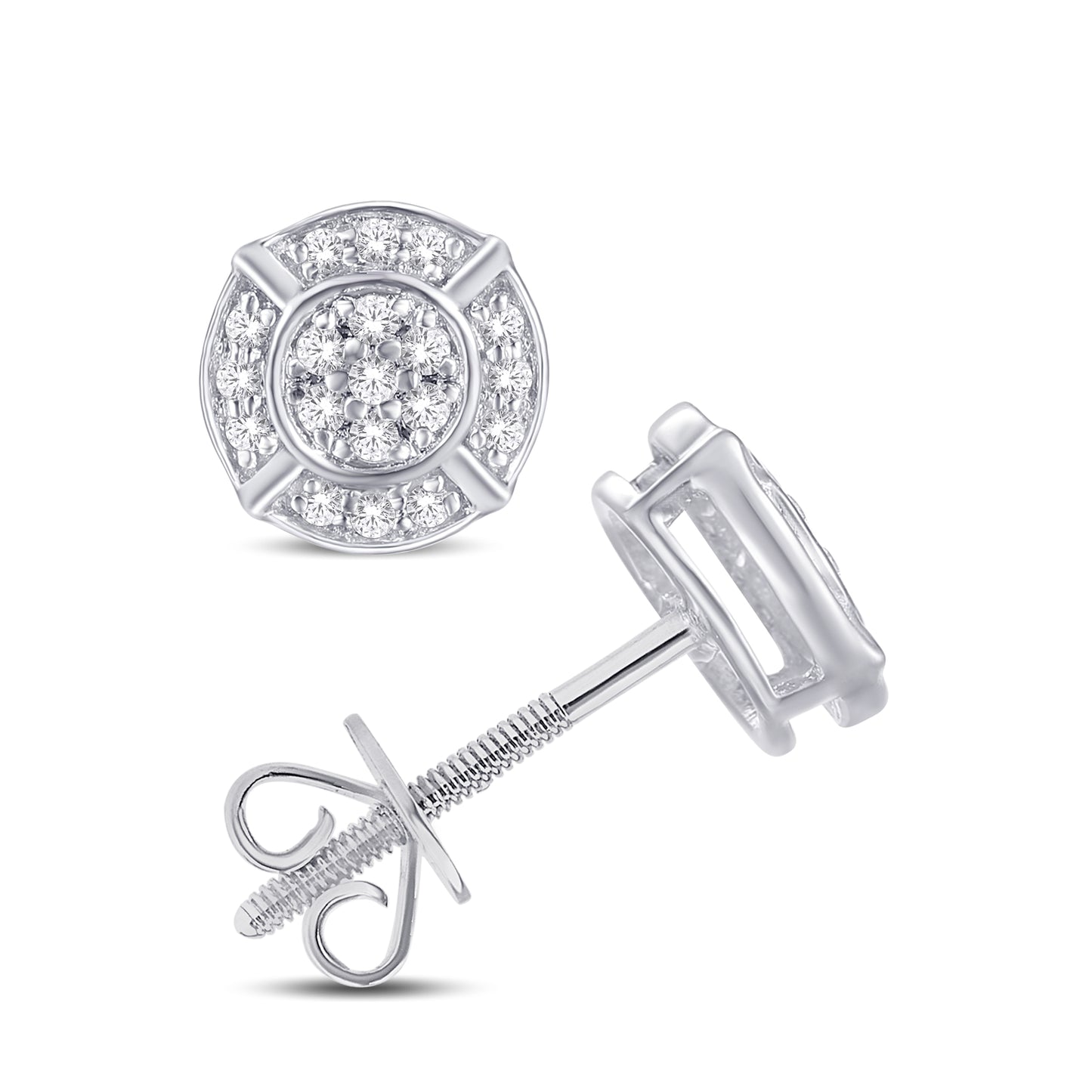 10 Karat White Gold 0.15 Carat Diamond Round Earrings-0125767-WG