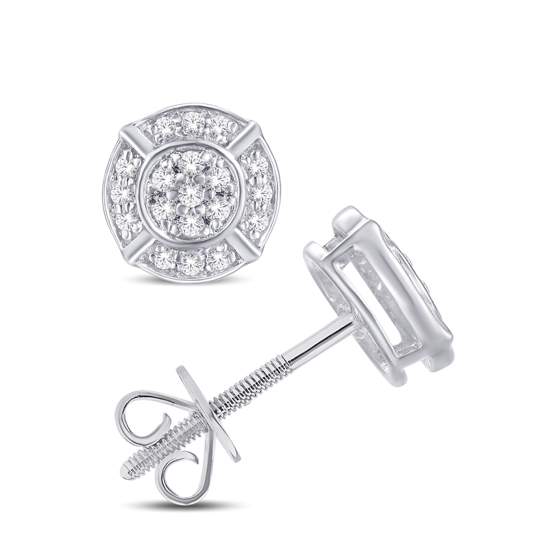 10 Karat White Gold 0.15 Carat Diamond Round Earrings-0125767-WG