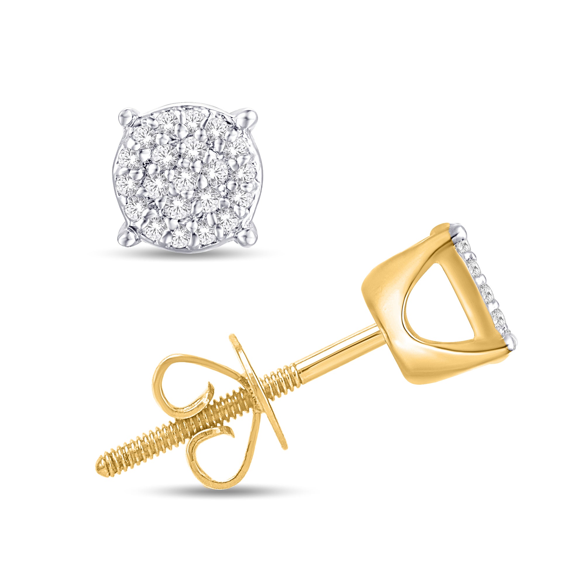 10 Karat Yellow Gold 0.10 Carat Diamond Round Earrings-0125792-YG