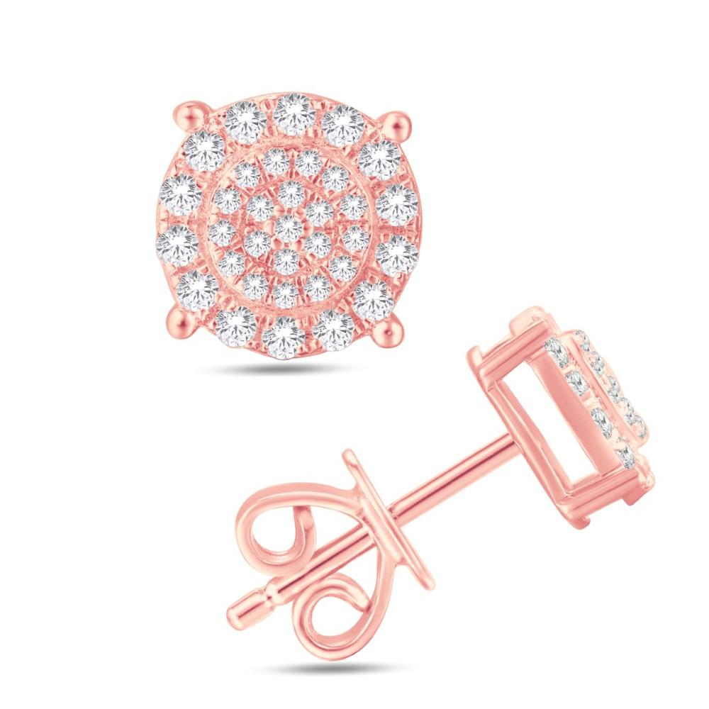 10 Karat All Rose Gold 0.36 Carat Diamond Round Stud Earrings-0125948-ALR