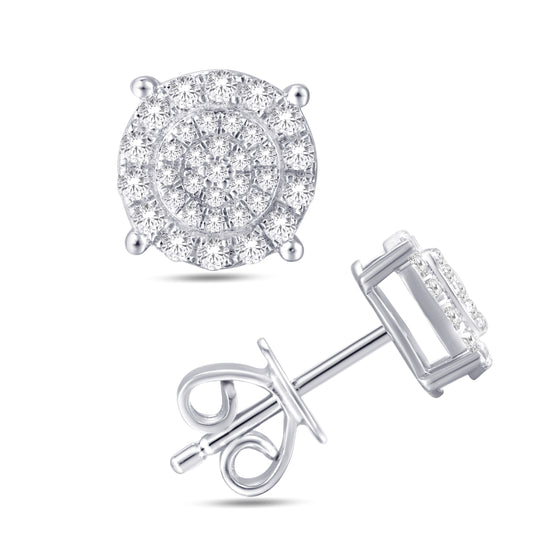 10 Karat White Gold 0.36 Carat Diamond Round Stud Earrings-0125948-WG