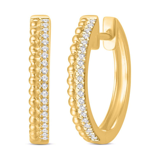 10 Karat All Yellow Gold 0.10 Carat Diamond Classic Hoops Earrings-0125957-ALY