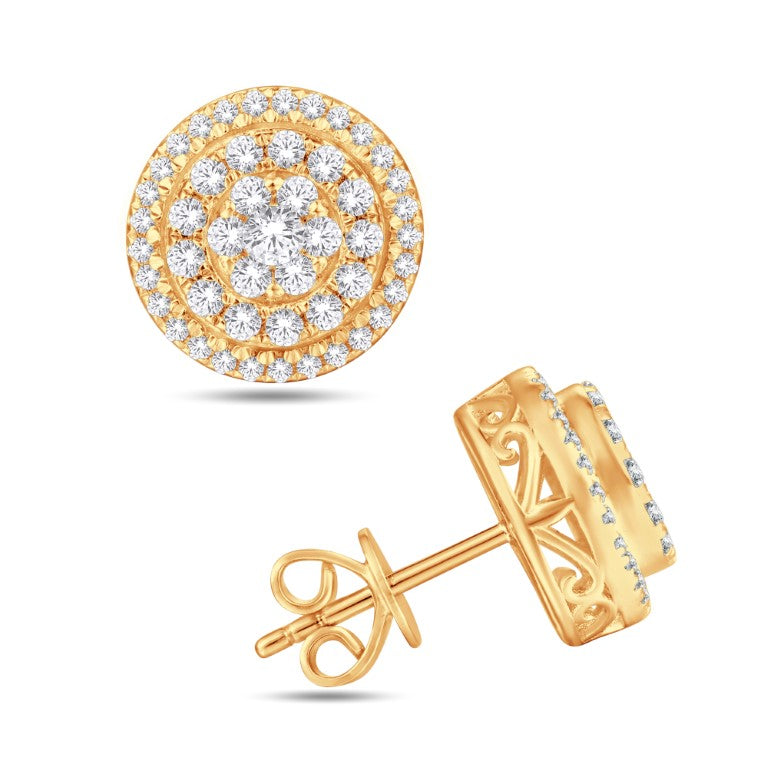 10 Karat All Yellow Gold 0.71 Carat Diamond Round Earrings-0125993-ALY