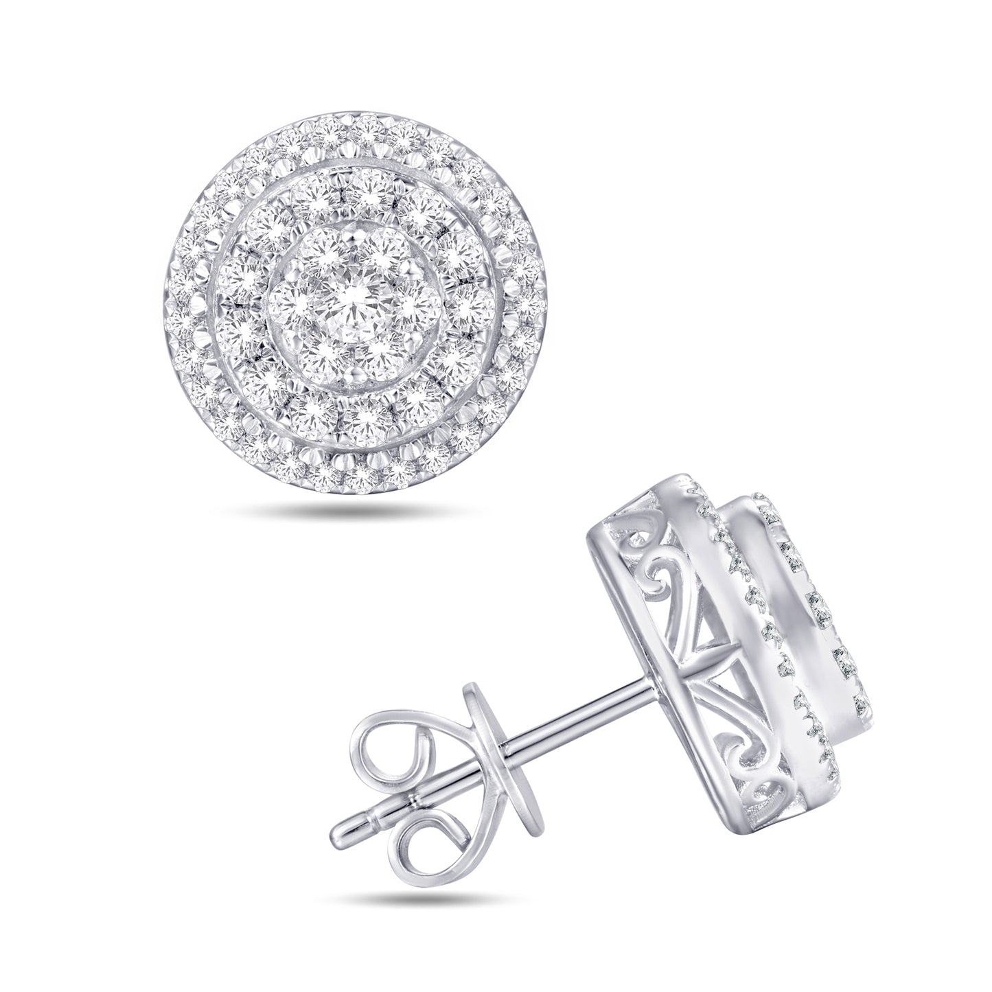 10 Karat White Gold 0.71 Carat Diamond Round Earrings-0125993-WG