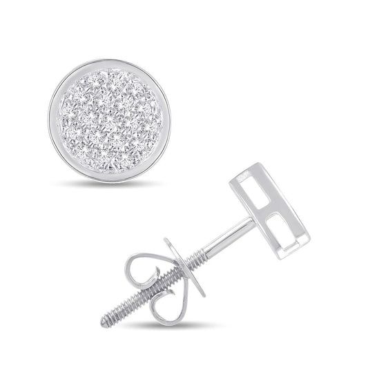 10 Karat White Gold 0.10 Carat Diamond Round Earrings-0126032-WG